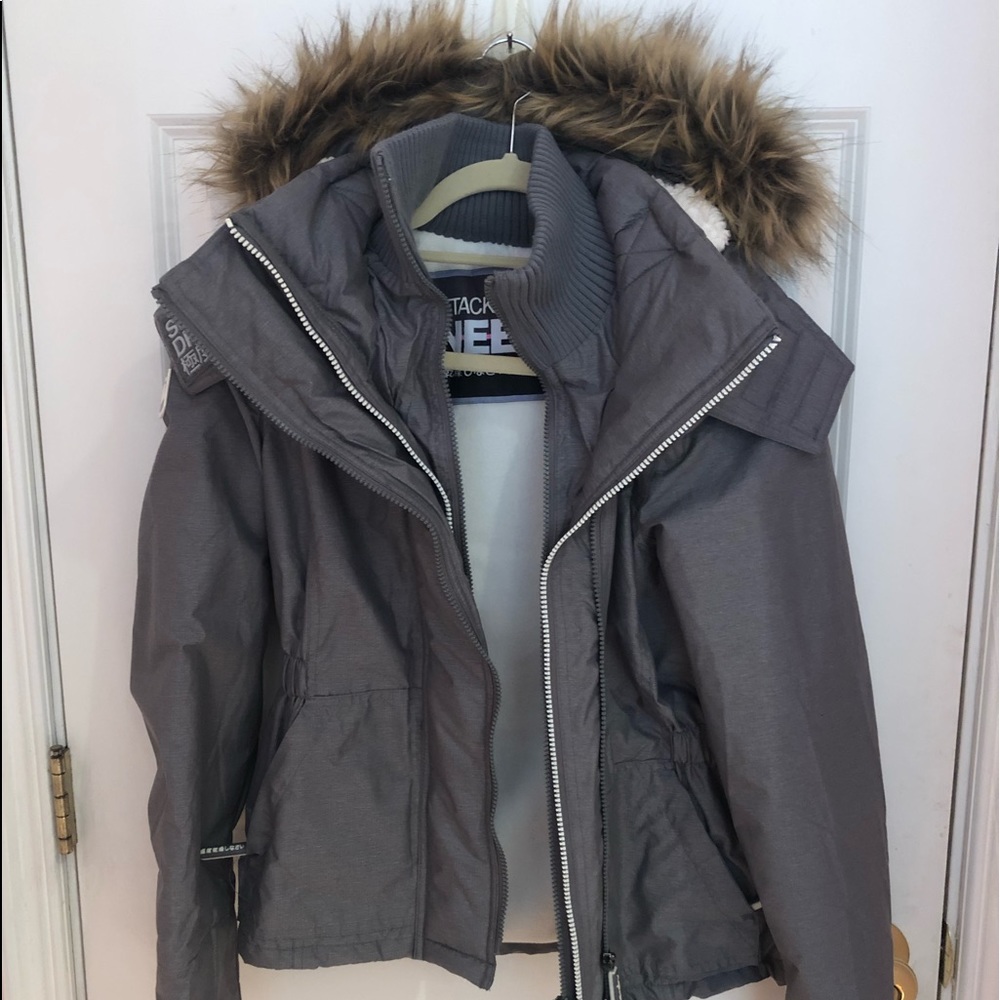 Superdry Hooded Faux Fur Fleece Lined Coat